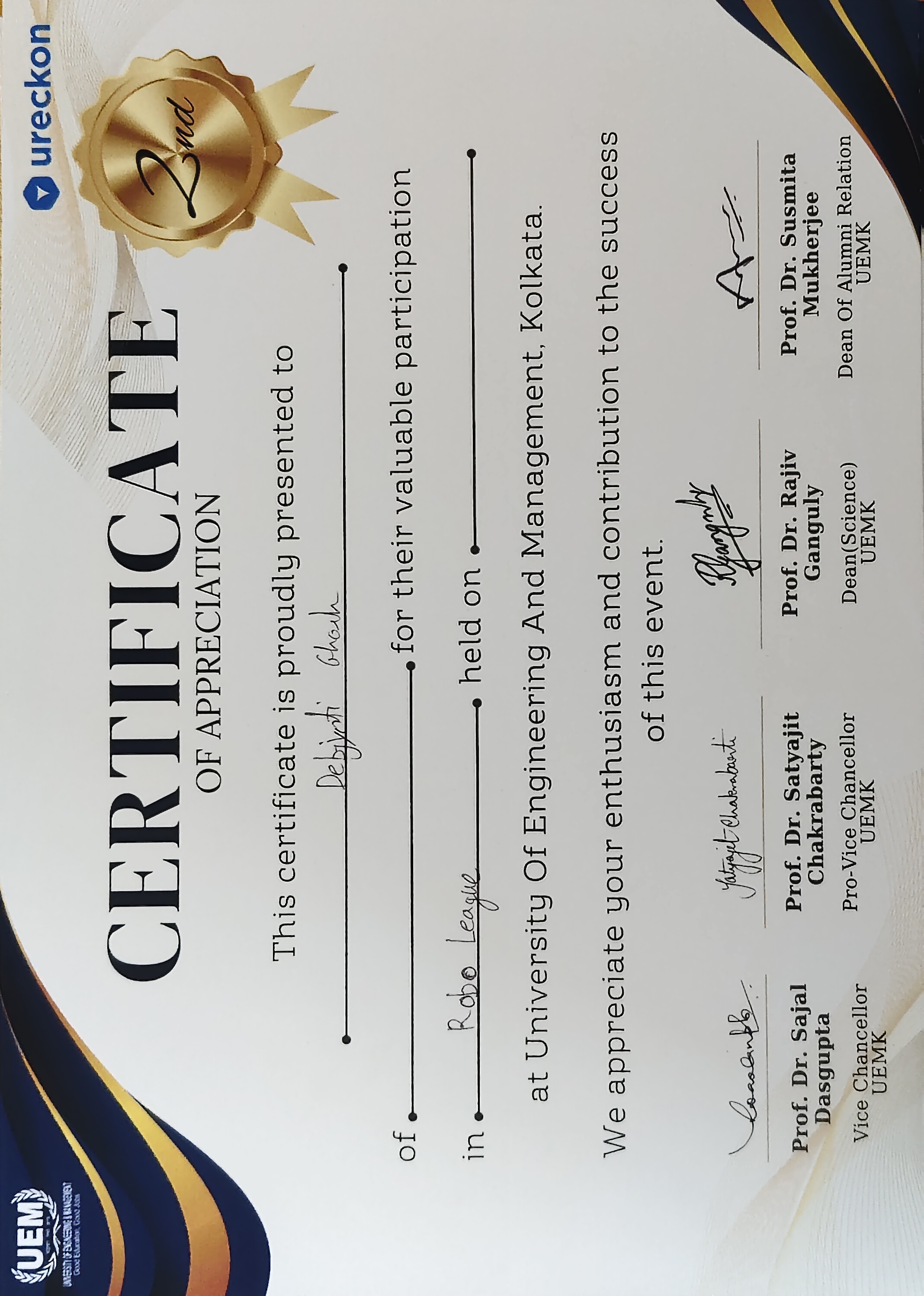 URECKON Robo League – 2nd Place